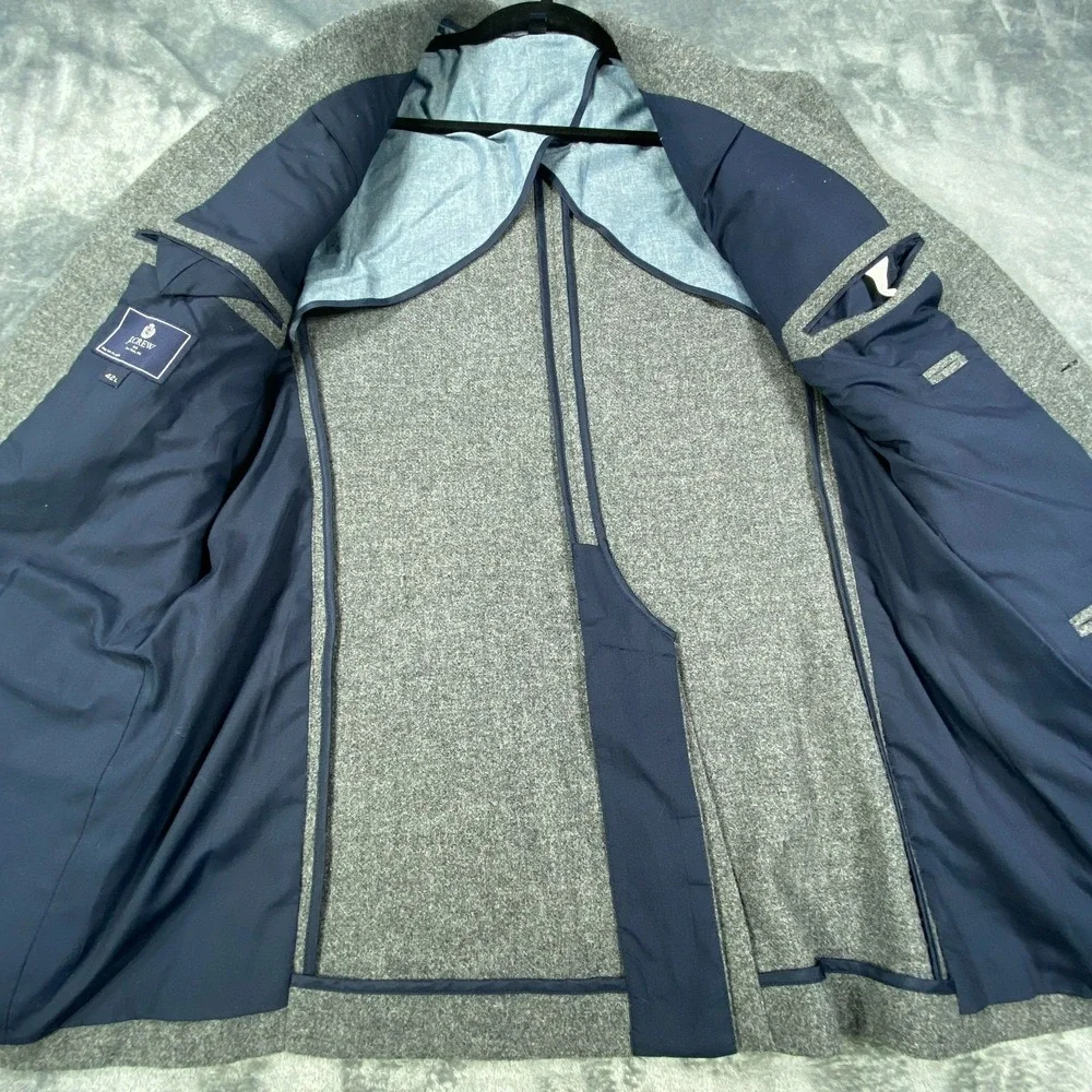 J Crew Blazer Mens 42L Gray Wool Blend Jacket Casual Sport Coat Classic Business